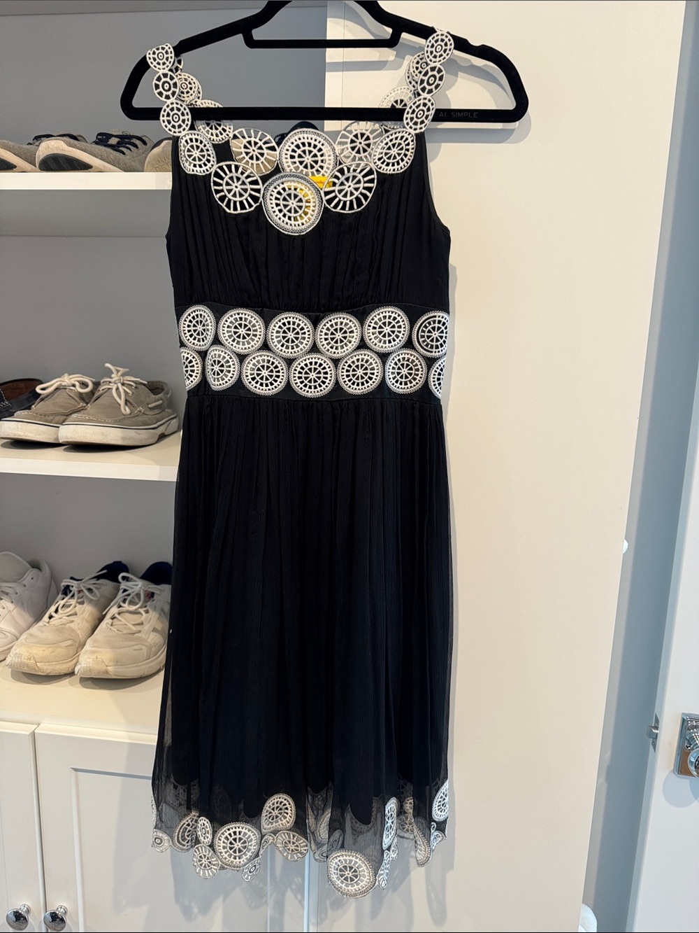 Catherine Malandrino Dress with White Crochet Trim